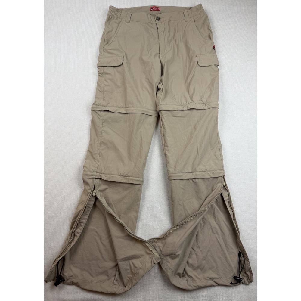 OCK Mens Cargo Double Zip Off Convertible Beige Hiking Pants 32x33 Outdoor Trail